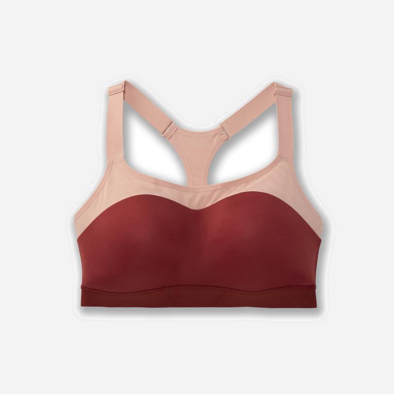 Brooks Women's Dare Racerback Running Bra Singapore - Rosewood/Flamingo (23967-UCOX)